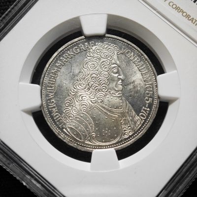 1955年 联邦德国巴登路德维希5马克银币 NGC MS64 联邦德国马克五大天王之一