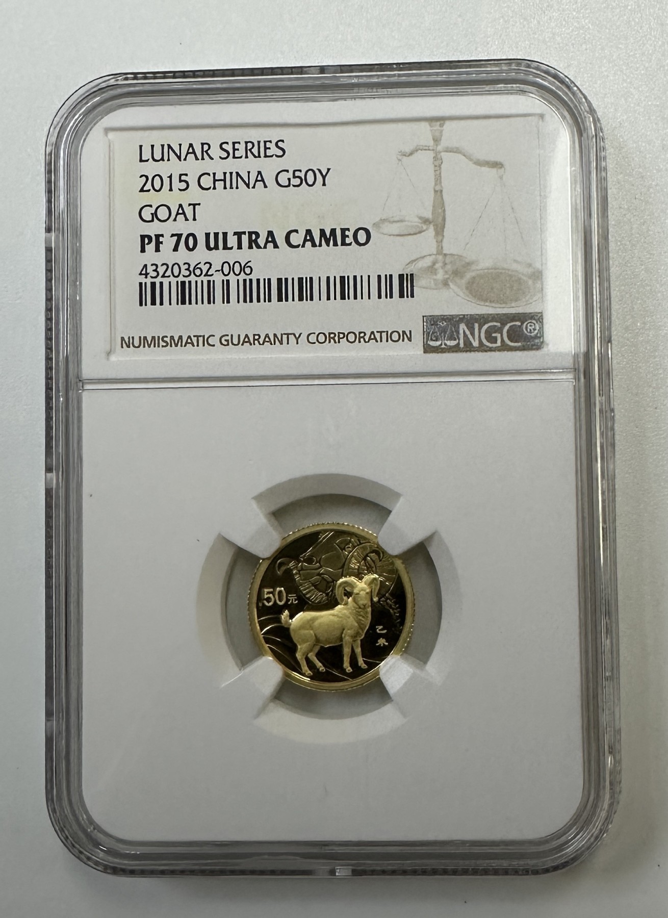 【金钰满堂钱币】拍卖第十八期 福利多多 大家多多捧场 2015年羊年1/10盎司金币本色金币评级NGC70分 带证书