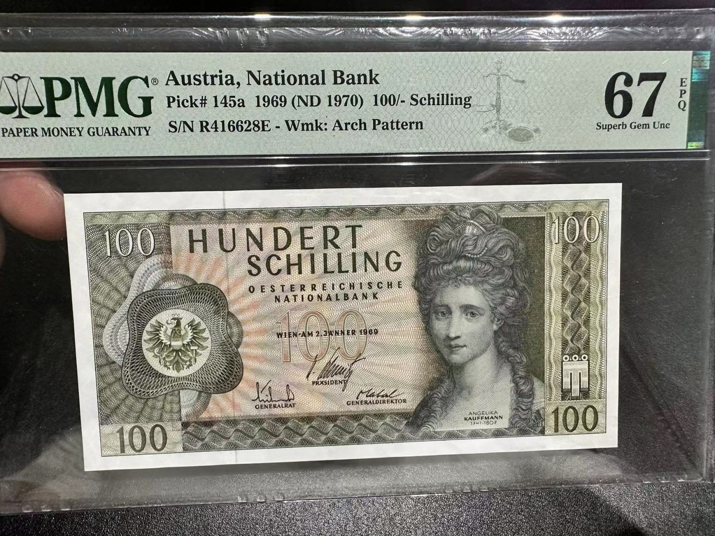 《外钞收藏家》第三百零四期（连拍第三场） 1969年奥地利100先令 PMG67