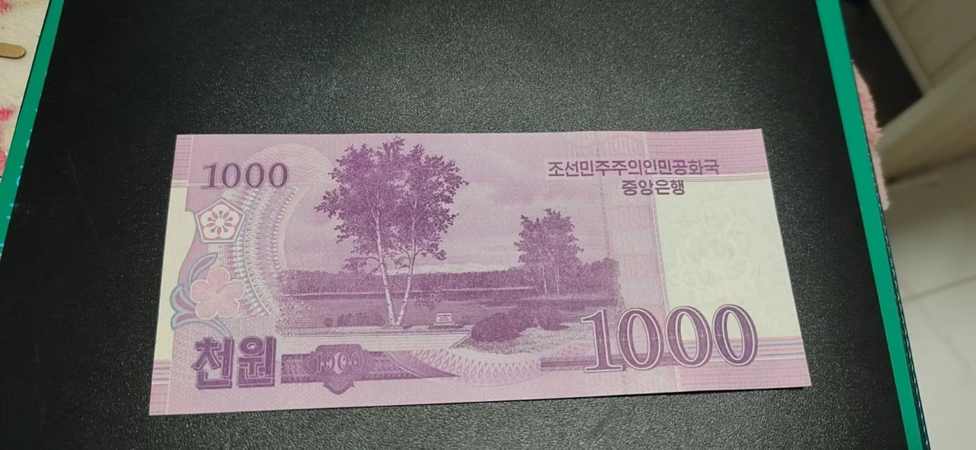 杂七杂八各种藏品 中朝建交70周年纪念钞，面值1000，刀拆绝品裸币