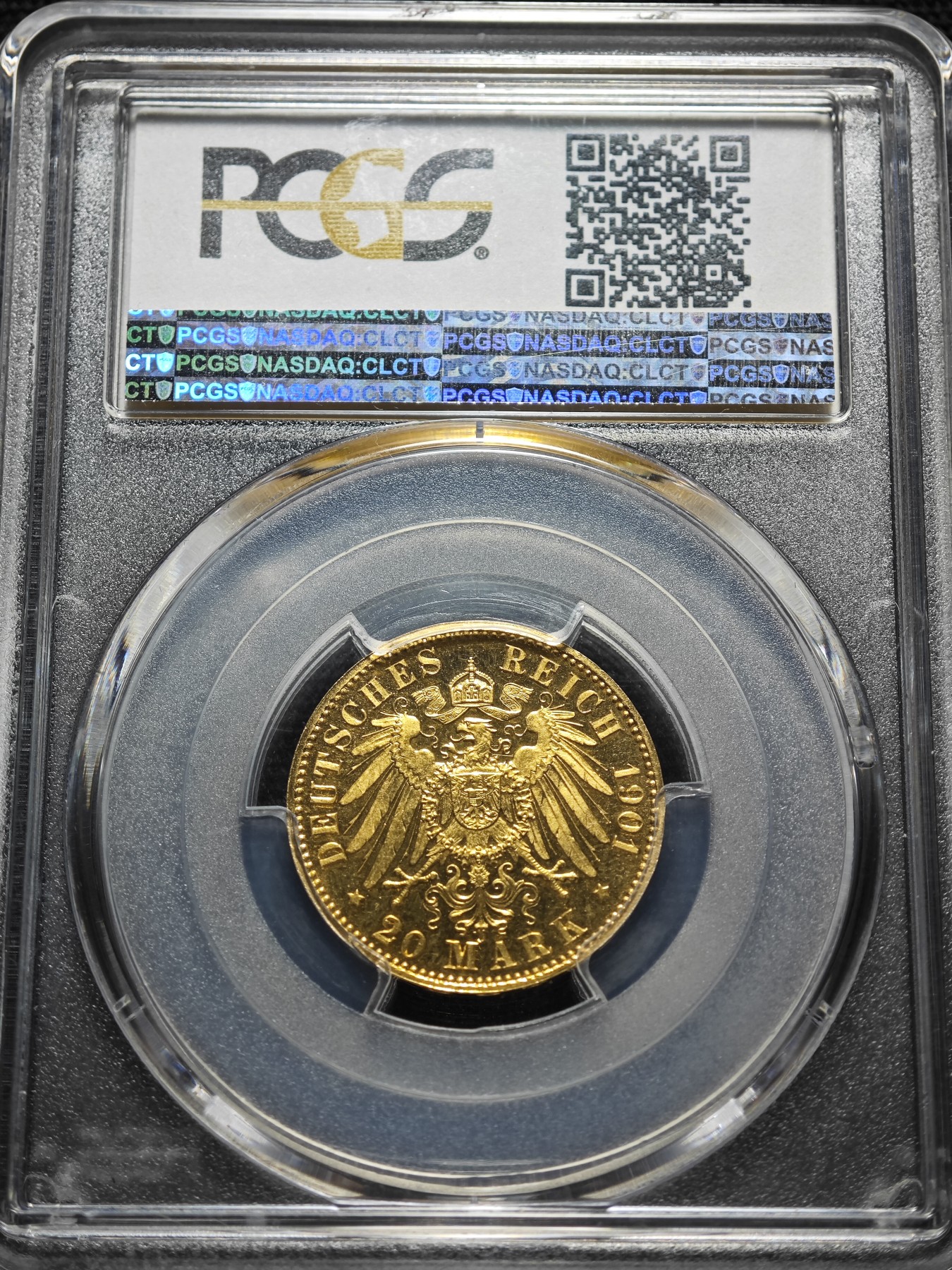 1901年 德国安哈特-德绍精制20马克 精制 金币 PCGS PR65CAM 唯一记录冠军分！充分体现黄金特有光泽