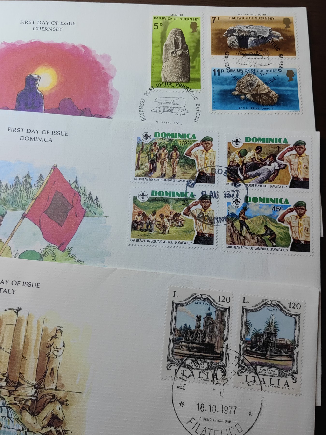 外国邮品精品专场（秒杀）第①③场 70年代多国特色纪念邮封全新18件（英国'印度尼西亚'意大利'牙买加'根西岛'加拿大'慕尼黑'挪威'几内亚'德国'波兰'冈比亚）