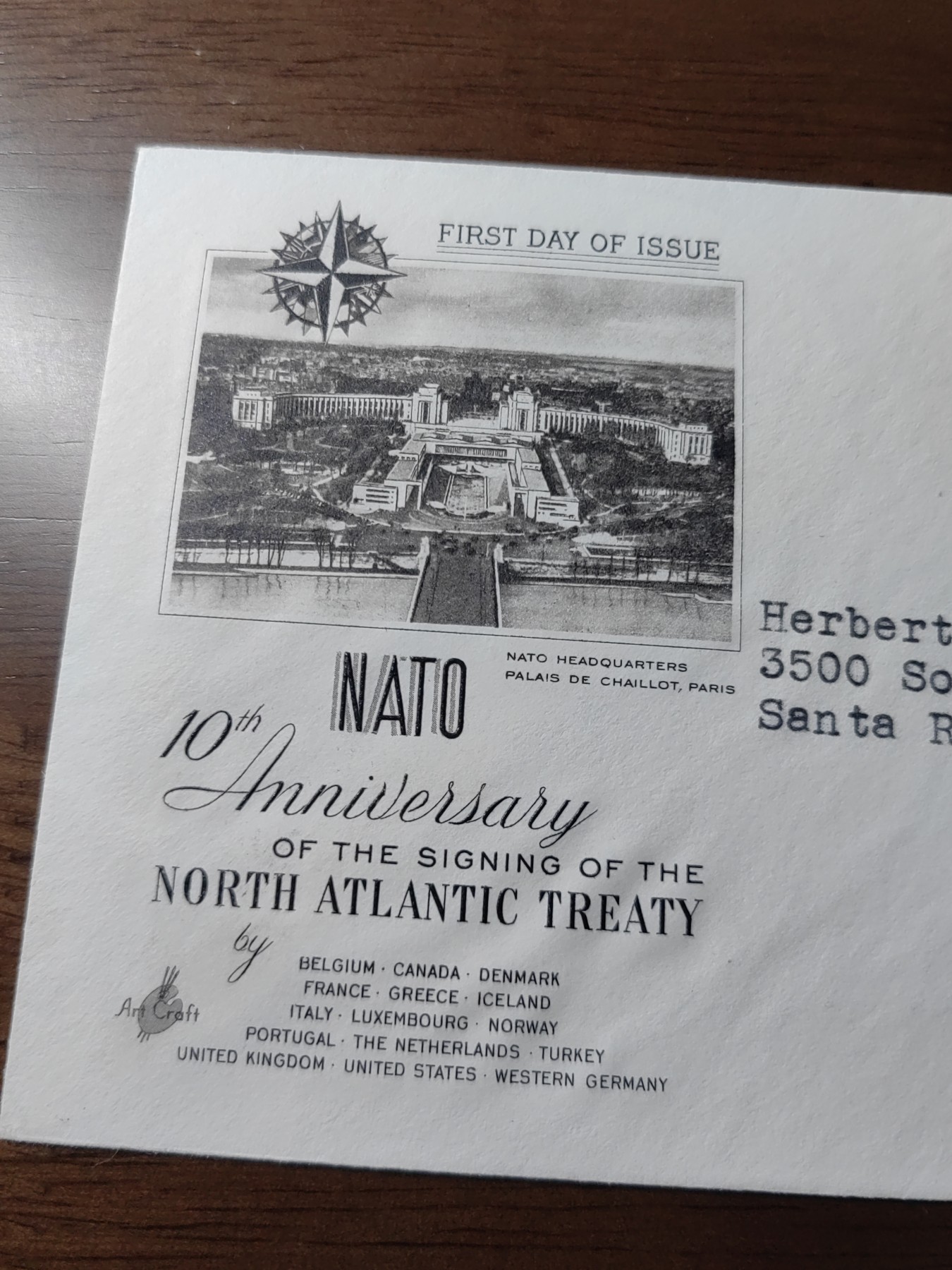 外国邮品精品专场（秒杀）第①③场 美国1959年 北约大西洋条约签署（实寄）