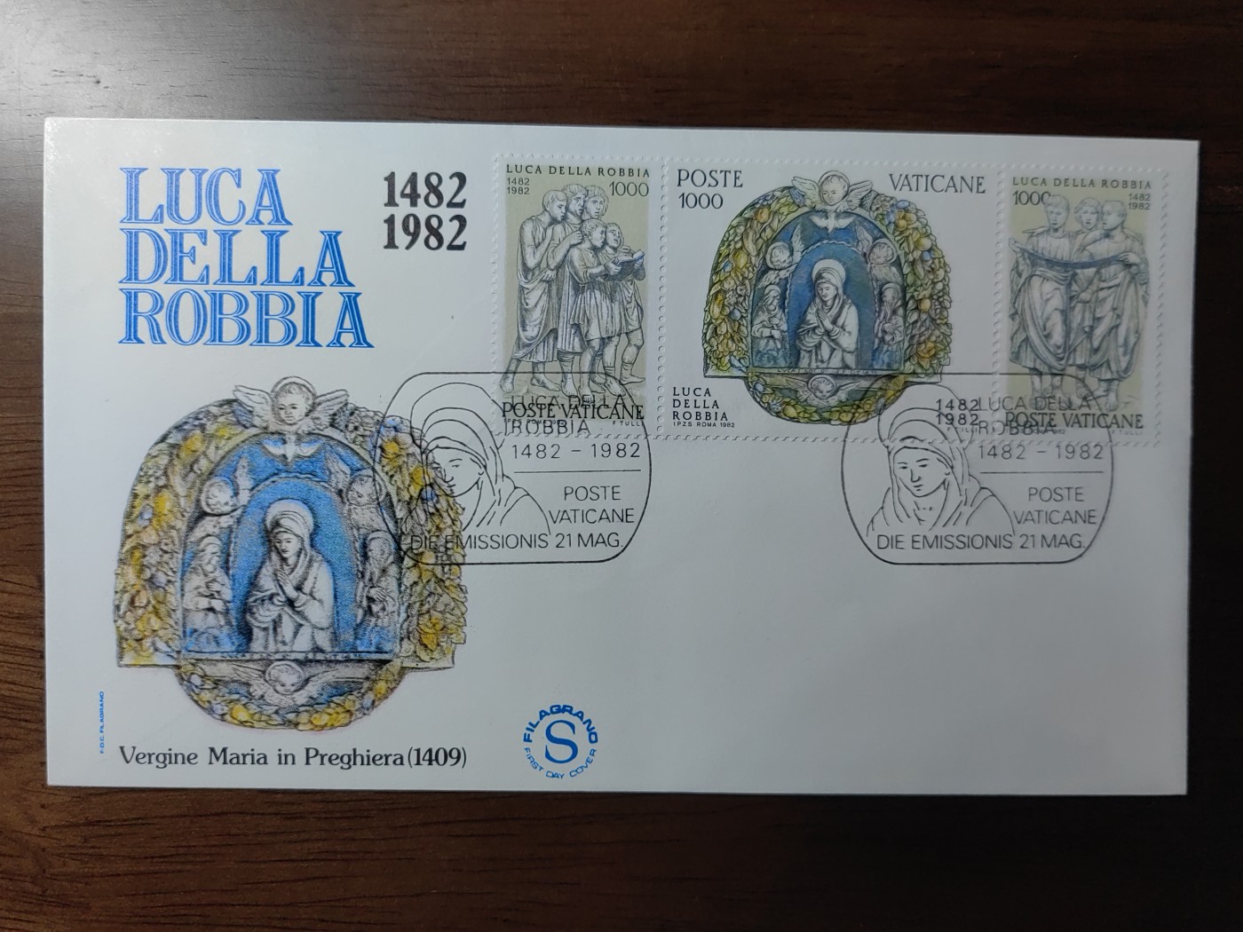 外国邮品精品专场（秒杀）第①③场  梵蒂冈1982 意大利艺术家罗比亚雕塑作品 首日封
