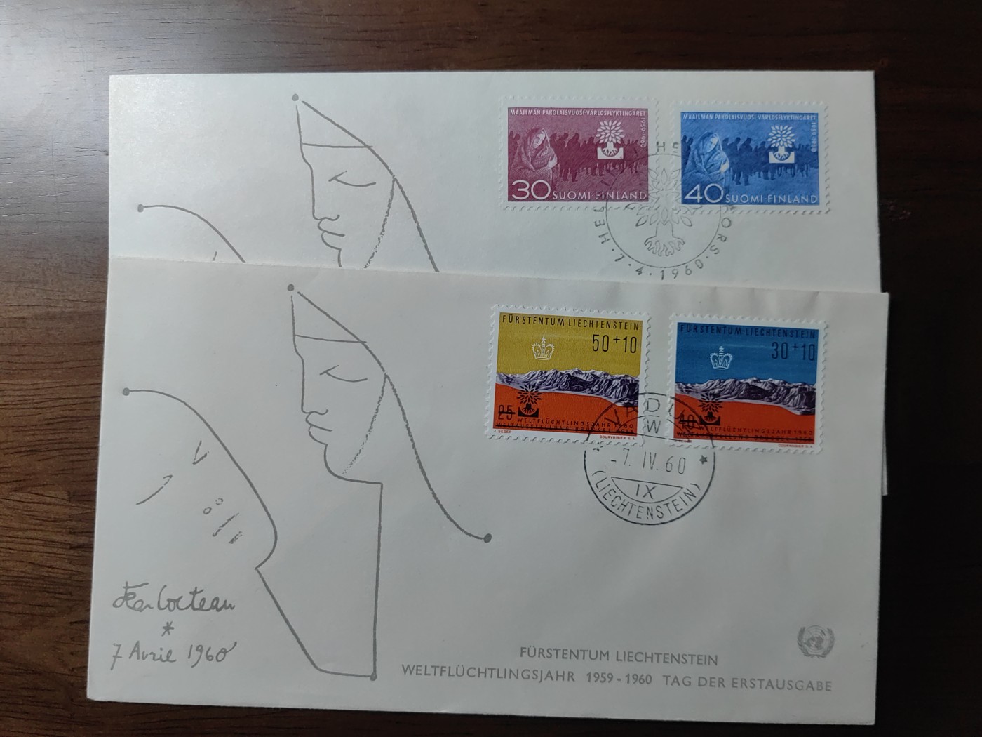 外国邮品精品专场（秒杀）第①③场 联合国1960 国际难民邮封（邮票带捐献）