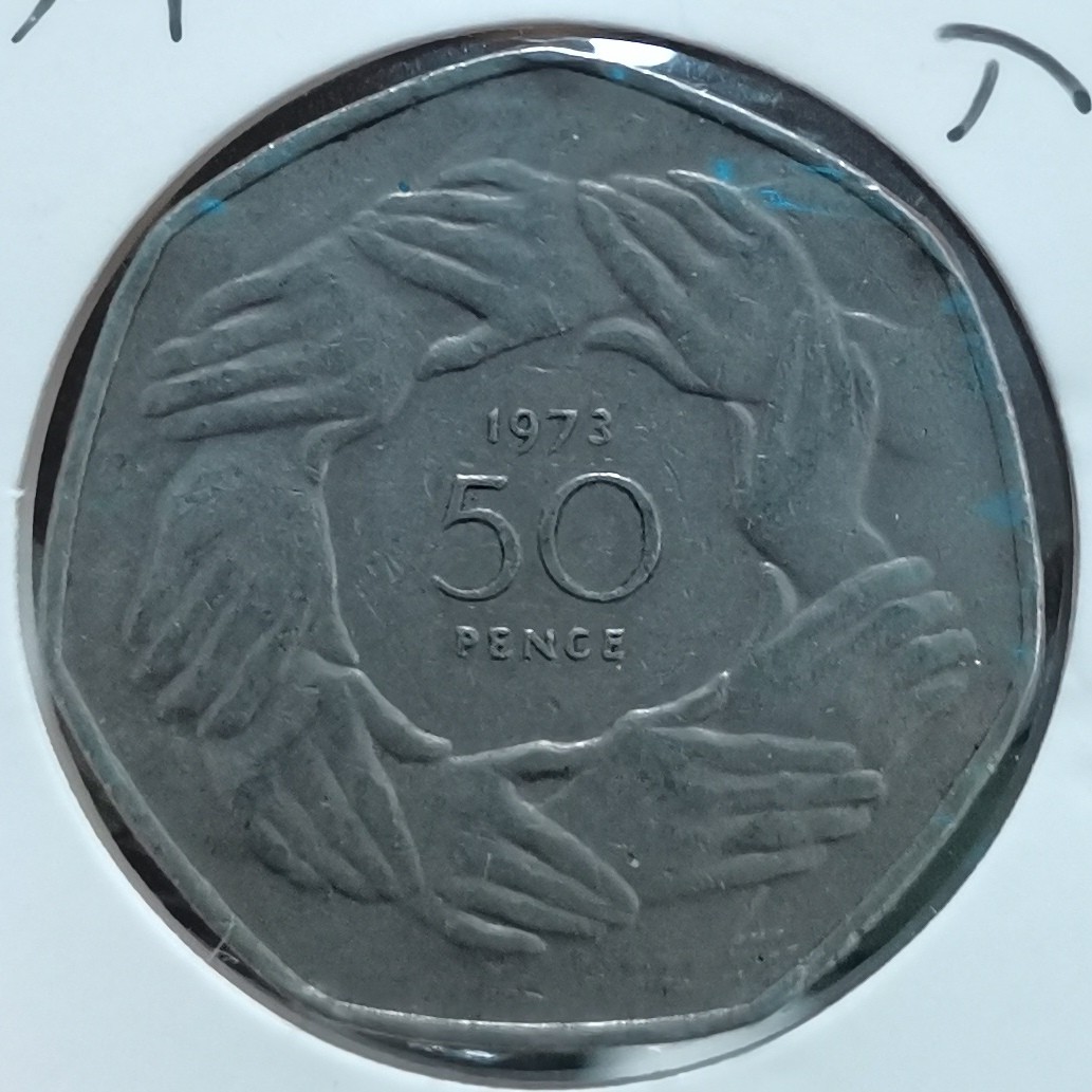英国 1973年 50便士纪念币 品相如图 邮费自理