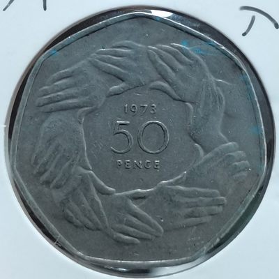 英国 1973年 50便士纪念币 品相如图 邮费自理 - 英国 1973年 50便士纪念币 品相如图 邮费自理