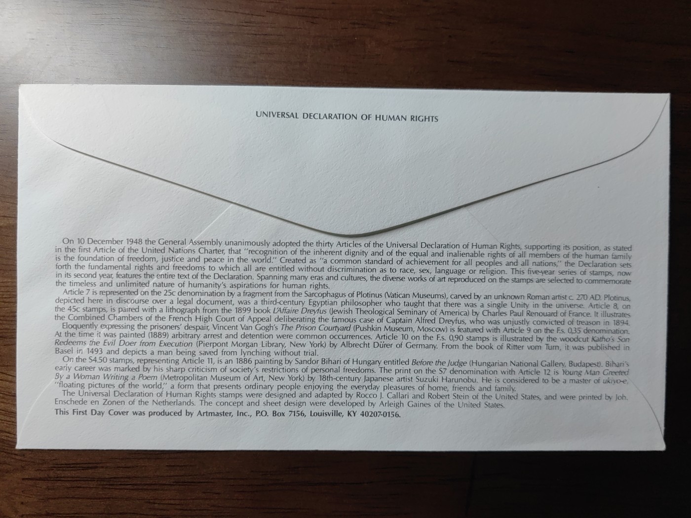 外国邮品精品专场（秒杀）第①③场 联合国(日内瓦)1990 凡高丢勒绘画（凹凸印刷）