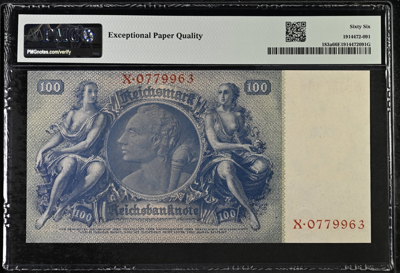 收藏联盟Quantum Auction 第295期拍卖  德国1935年100马克 PMG66 亚军分 有机化学之父 李比希爵士