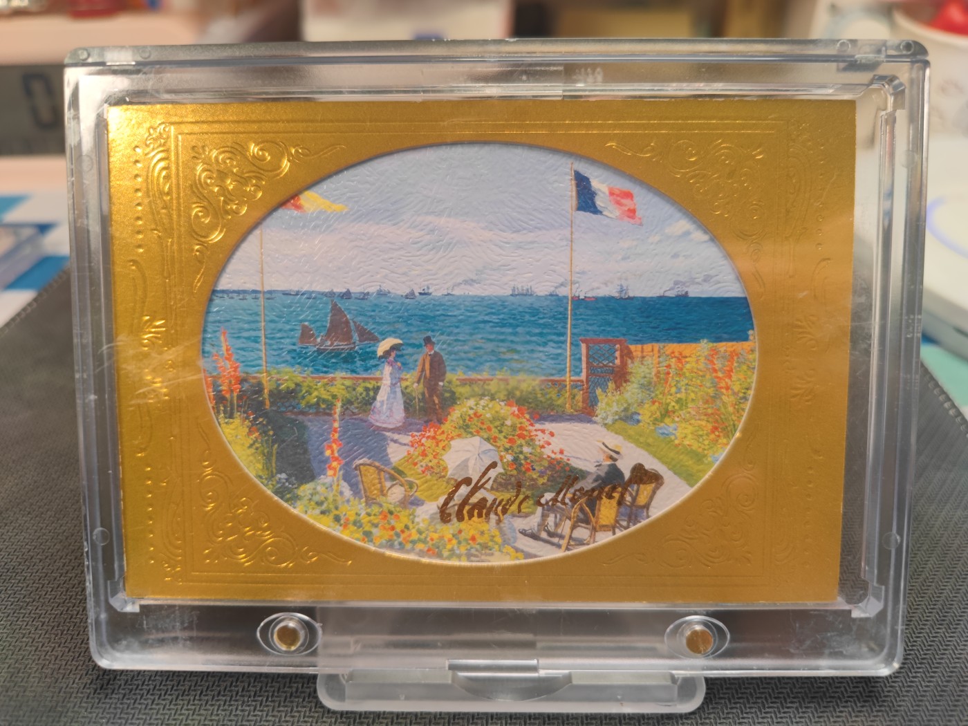 妖精的尾巴卡牌拍卖第二场 世界名画-莫奈-圣阿德利赛花园14.5*11.5cm附带底座