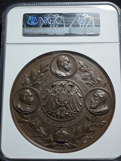 1898年 德国俾斯麦大铜章 100mm NGC MS66 冠军分！稀少品种 顶级品相状态 设计极其大气细致 人物传神有力