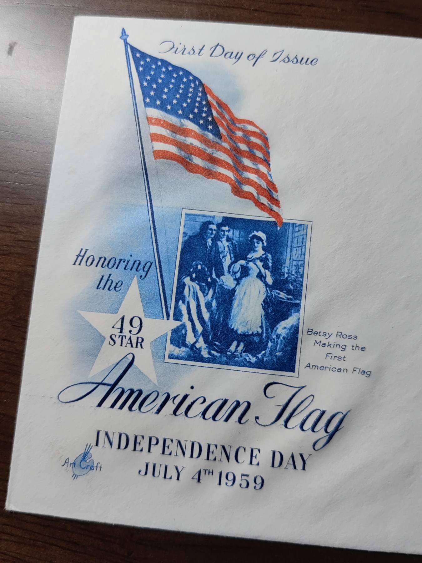 外国邮品精品专场（秒杀）第①③场 美国1959国旗星条旗 雕刻版 首日封（实寄）