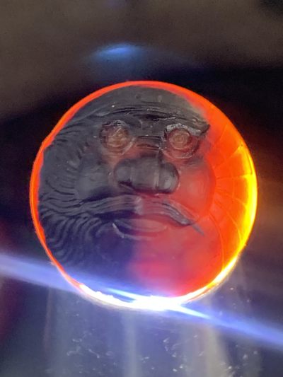 精美亚光高玉化巴西玛瑙手工俏色巧雕钟馗2.0圆珠一个 精美亚光高玉化巴西玛瑙手工俏色巧雕钟馗2.0圆珠一个