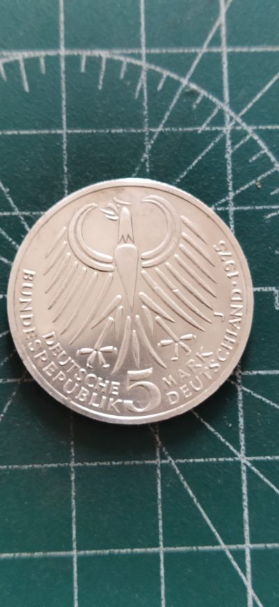外国硬币初藏散币银币第四场。 - 德国5马克银币1975年未用。