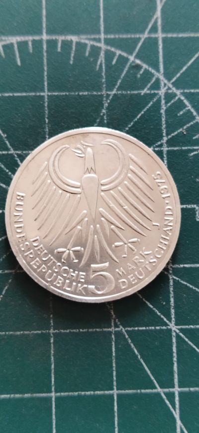 外国硬币初藏散币银币第四场。 - 德国5马克银币1975年未用。