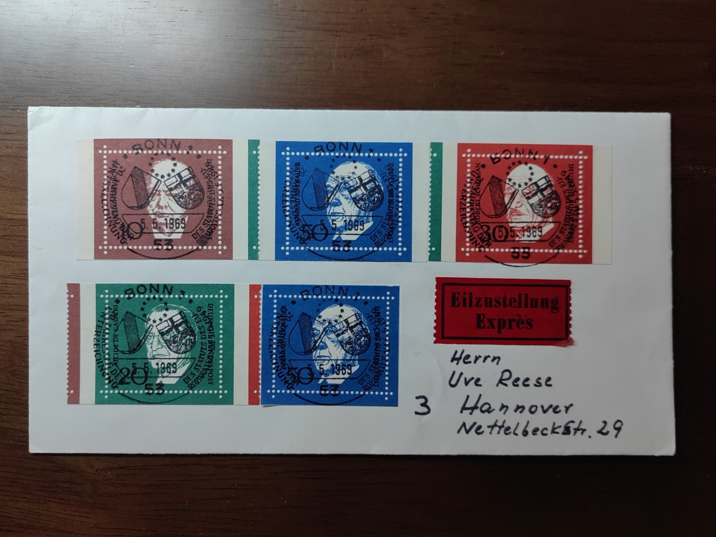 外国邮品精品专场（秒杀）第①③场 西德1968年丘吉尔等著名政治家人物（实寄）