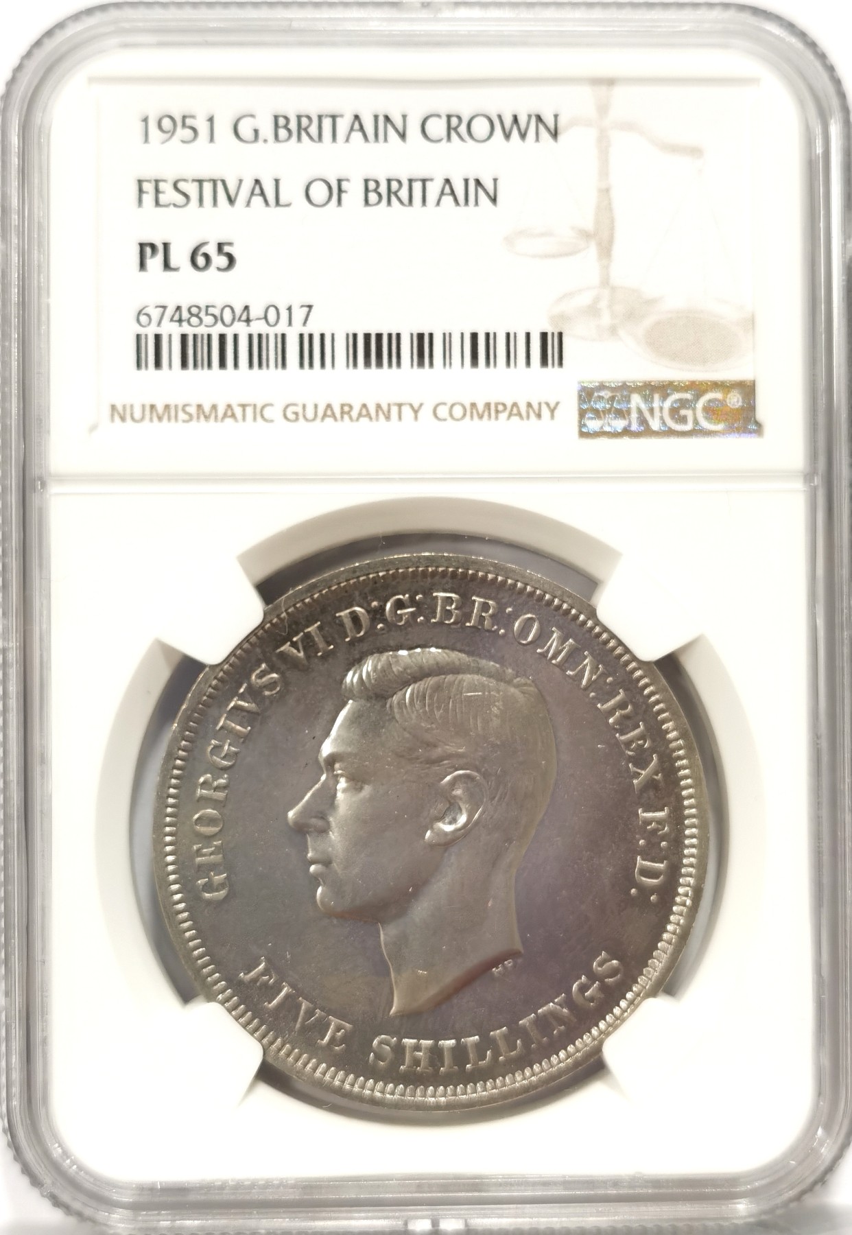 博洋堂世界钱币拍卖第047期（全场包邮） NGC PL65 英国1951年类精制乔治六世马剑克朗