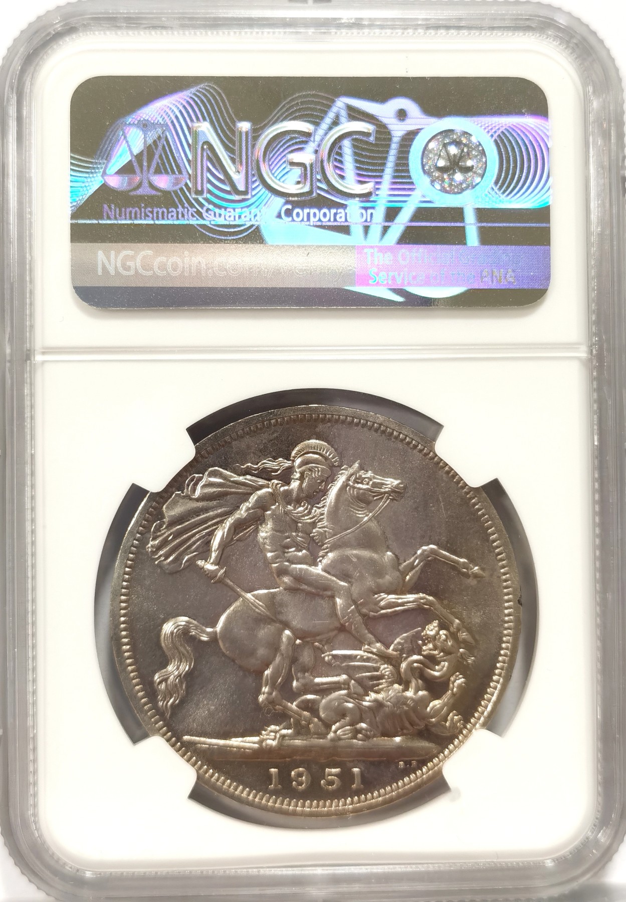 博洋堂世界钱币拍卖第047期（全场包邮） NGC PL65 英国1951年类精制乔治六世马剑克朗