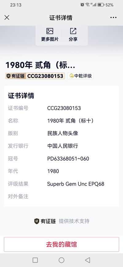 评级人民币套装及标十 8002精制币标十，PD63368051-60