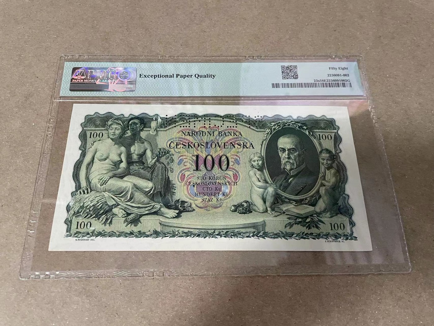 【Blue Auction】✨世界纸币精拍第379期【精】 捷斯 1931年100克朗 样钞 裸女 PMG58EPQ 原票