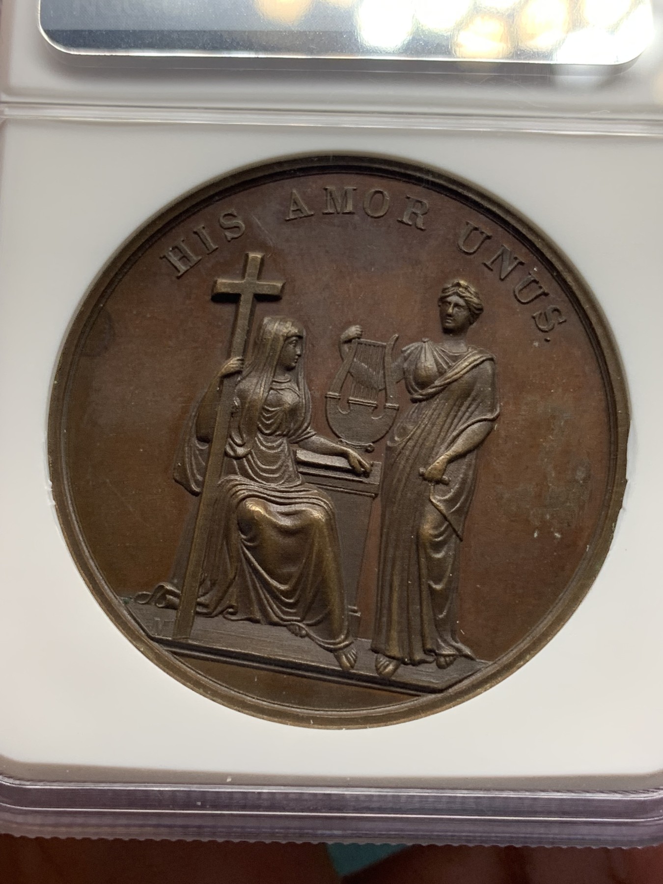 《竞宝斋》第205场-周日，周一 2场 (全场包邮) NGC MS62 瑞典1772诗人弗兰森纪念铜章 加厚盒高浮雕巧克力色