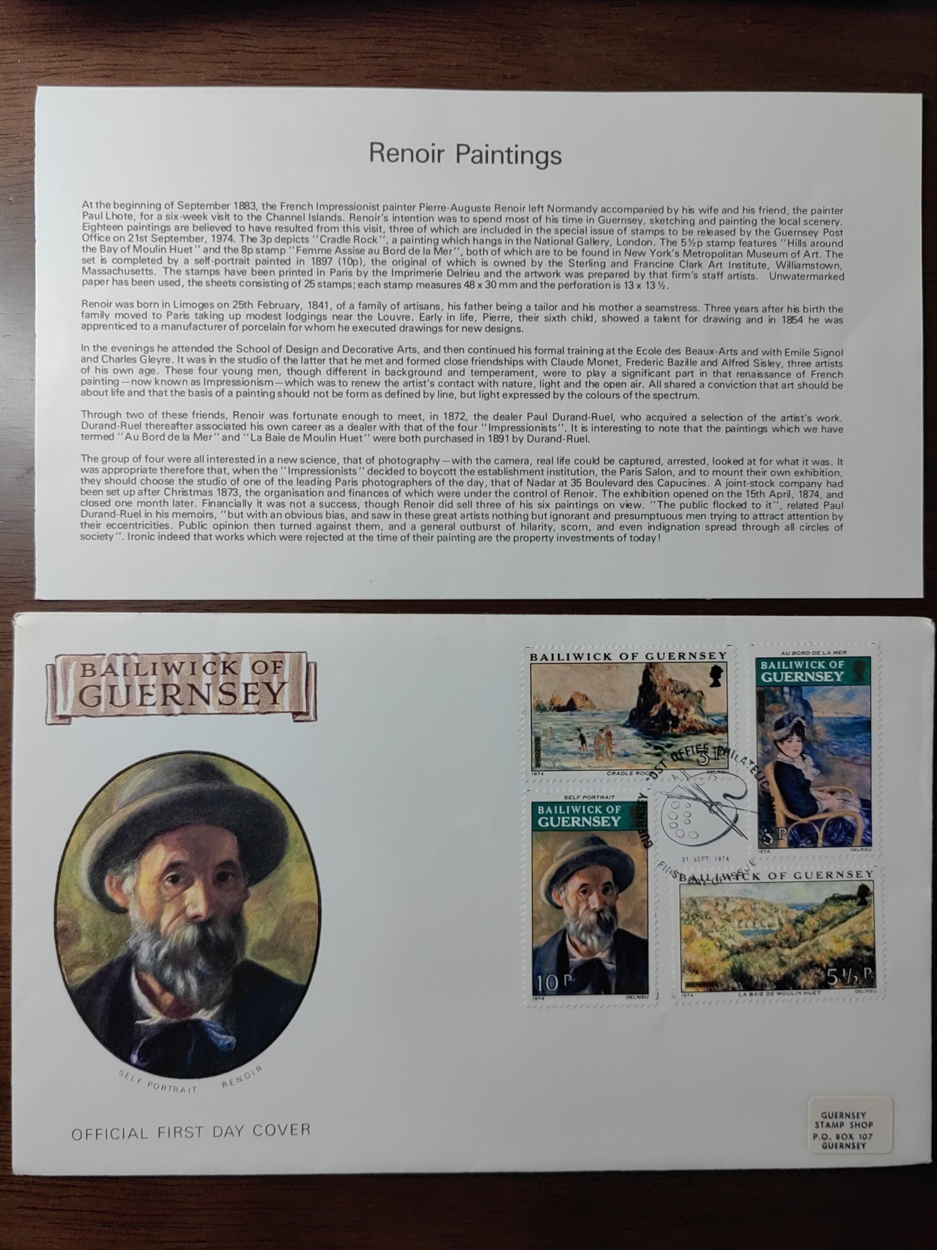 外国邮品精品专场（秒杀）第①③场 根西岛1974年  雷诺阿 艺术绘画