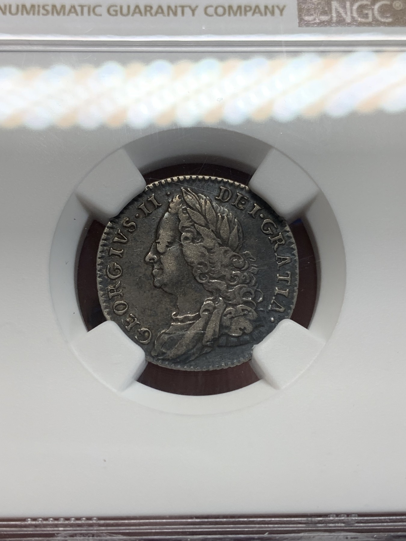 《竞宝斋》第205场-周日，周一 2场 (全场包邮) NGC VFD 英国1758年乔治二世水泡眼6便士银币