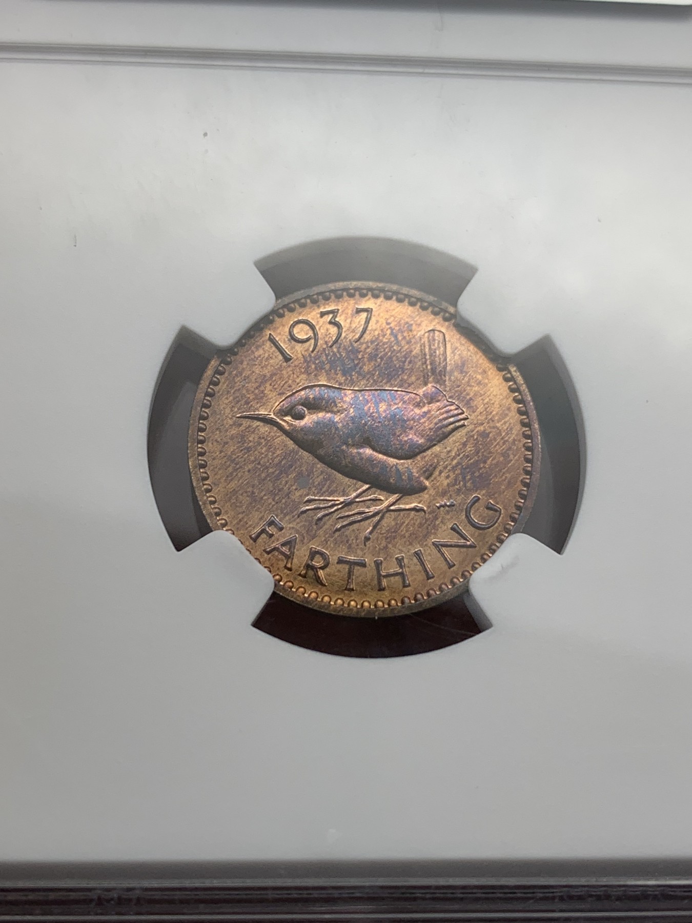 《竞宝斋》第205场-周日，周一 2场 (全场包邮) NGC PF66 英国1937年乔治六世登基纪念精制1/4便士铜币