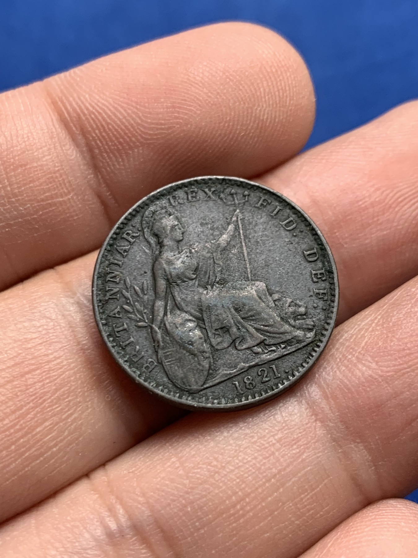 《竞宝斋》第205场-周日，周一 2场 (全场包邮) 英国 1821年 乔治四世 1法新铜币 高细节