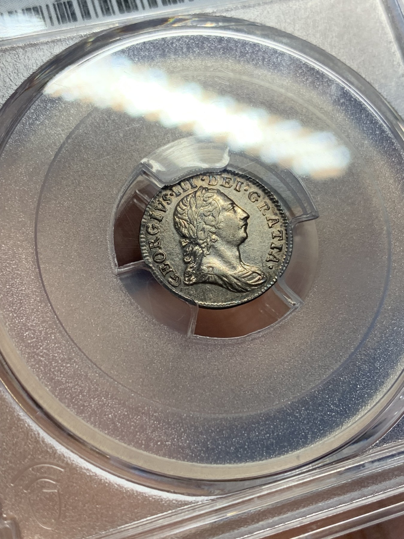 《竞宝斋》第205场-周日，周一 2场 (全场包邮) PCGS AU58 英国1772年乔治三世2便士银币，五彩，细节好