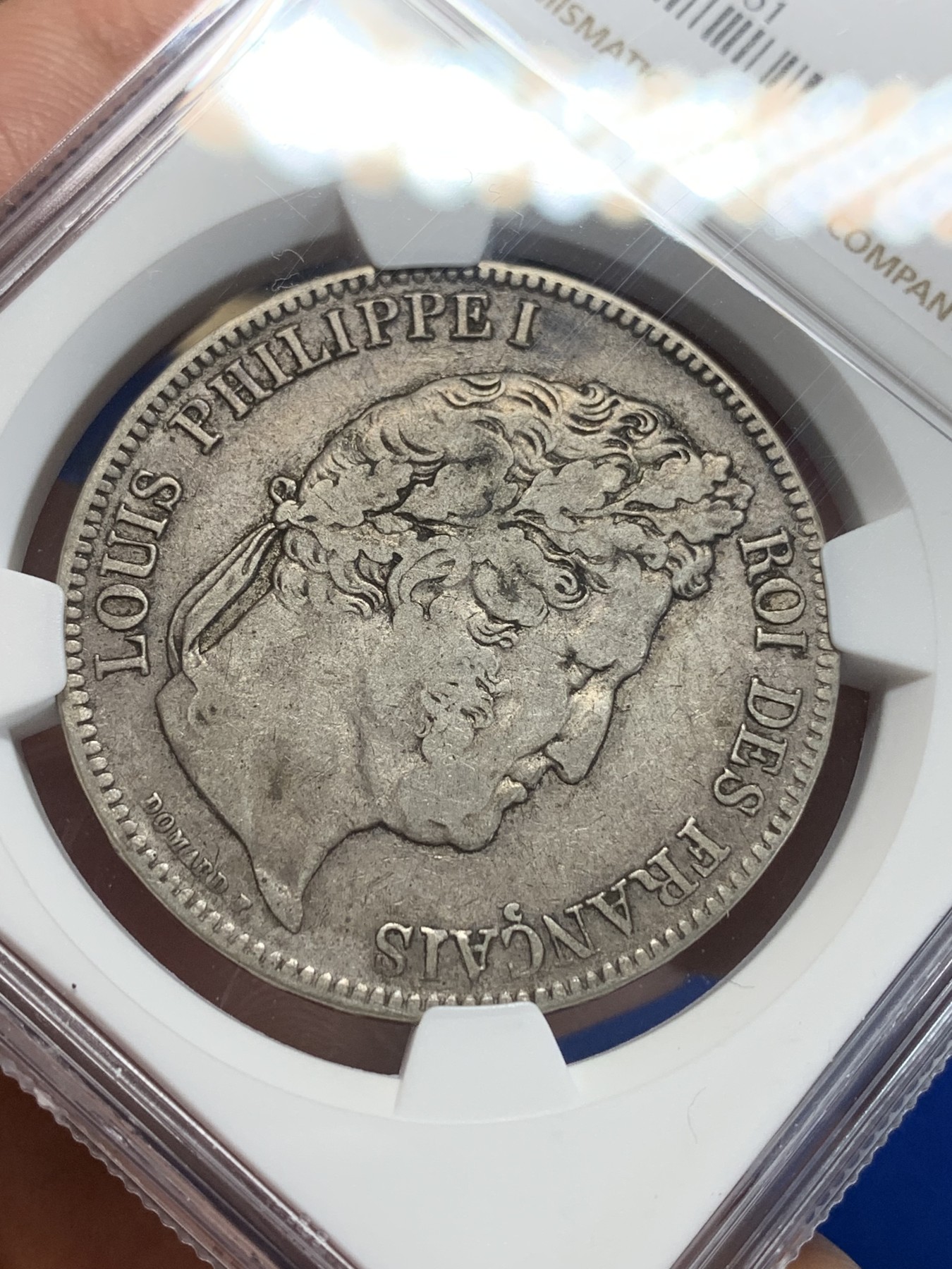 《竞宝斋》第205场-周日，周一 2场 (全场包邮) NGC-VF35 法国1842年W版 菲利普一世 5法郎大银币