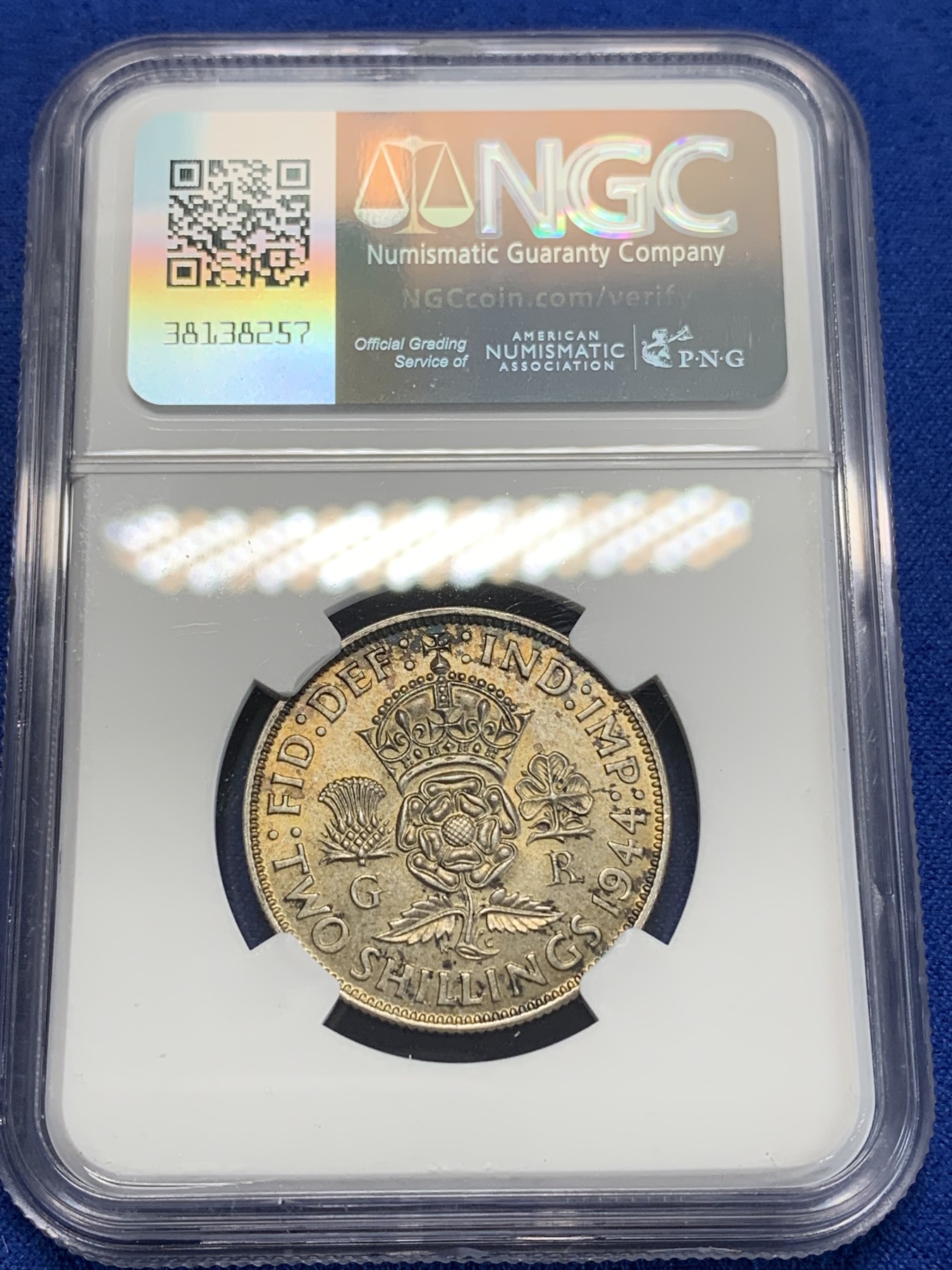 《竞宝斋》第205场-周日，周一 2场 (全场包邮) NGC MS63 英国乔治六世1944年1福林银币