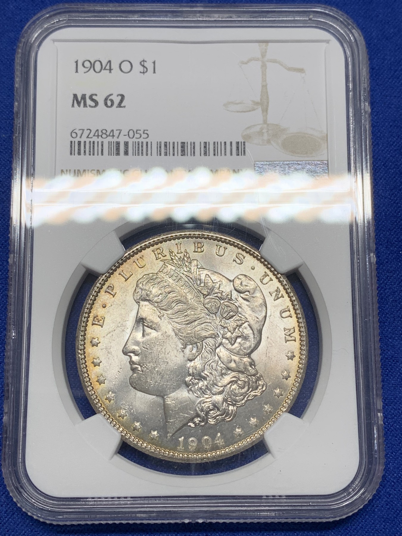 《竞宝斋》第205场-周日，周一 2场 (全场包邮) NGC MS62 美国1904年摩根1美元银币 光度好 感觉低评了