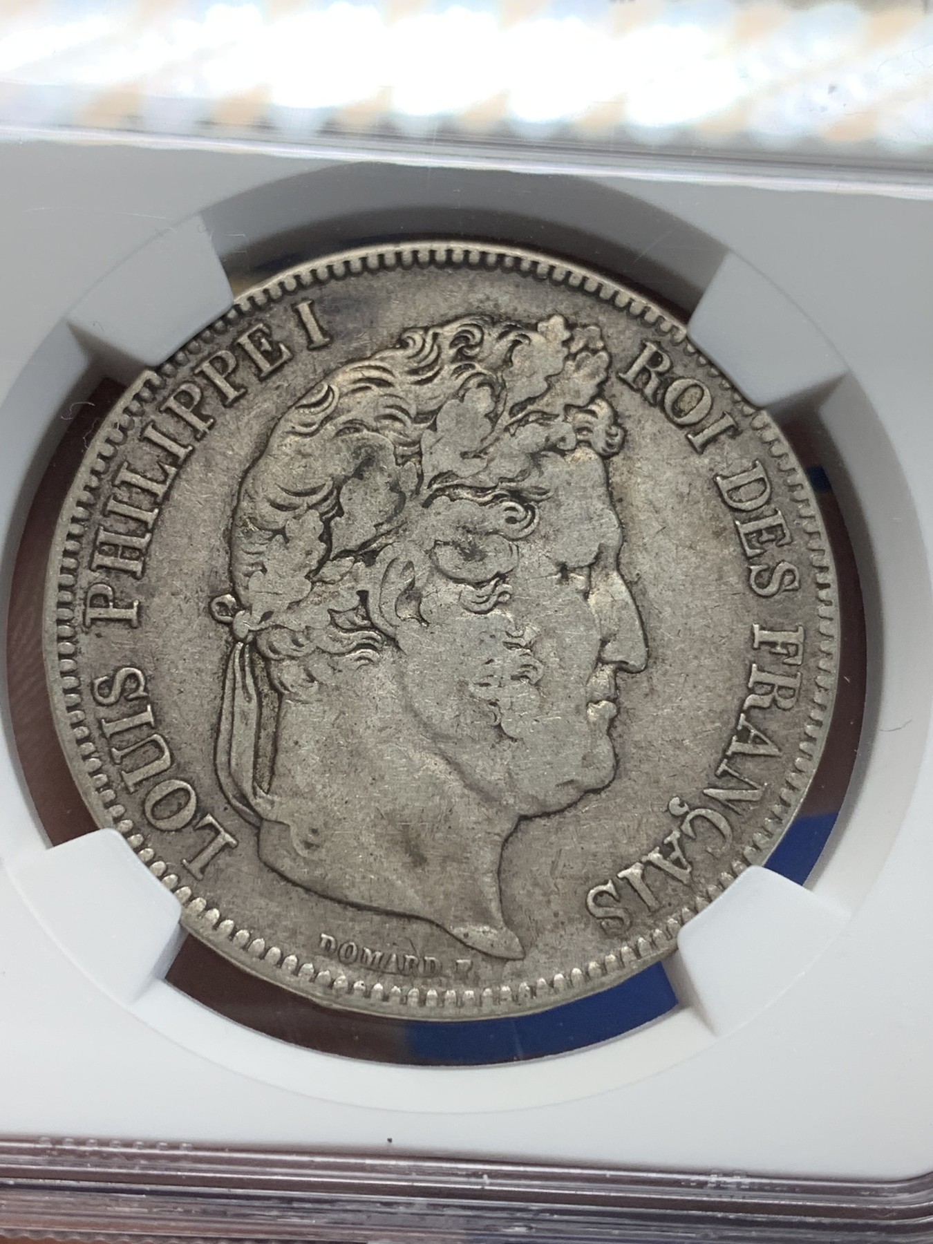 《竞宝斋》第205场-周日，周一 2场 (全场包邮) NGC-VF35 法国1842年W版 菲利普一世 5法郎大银币