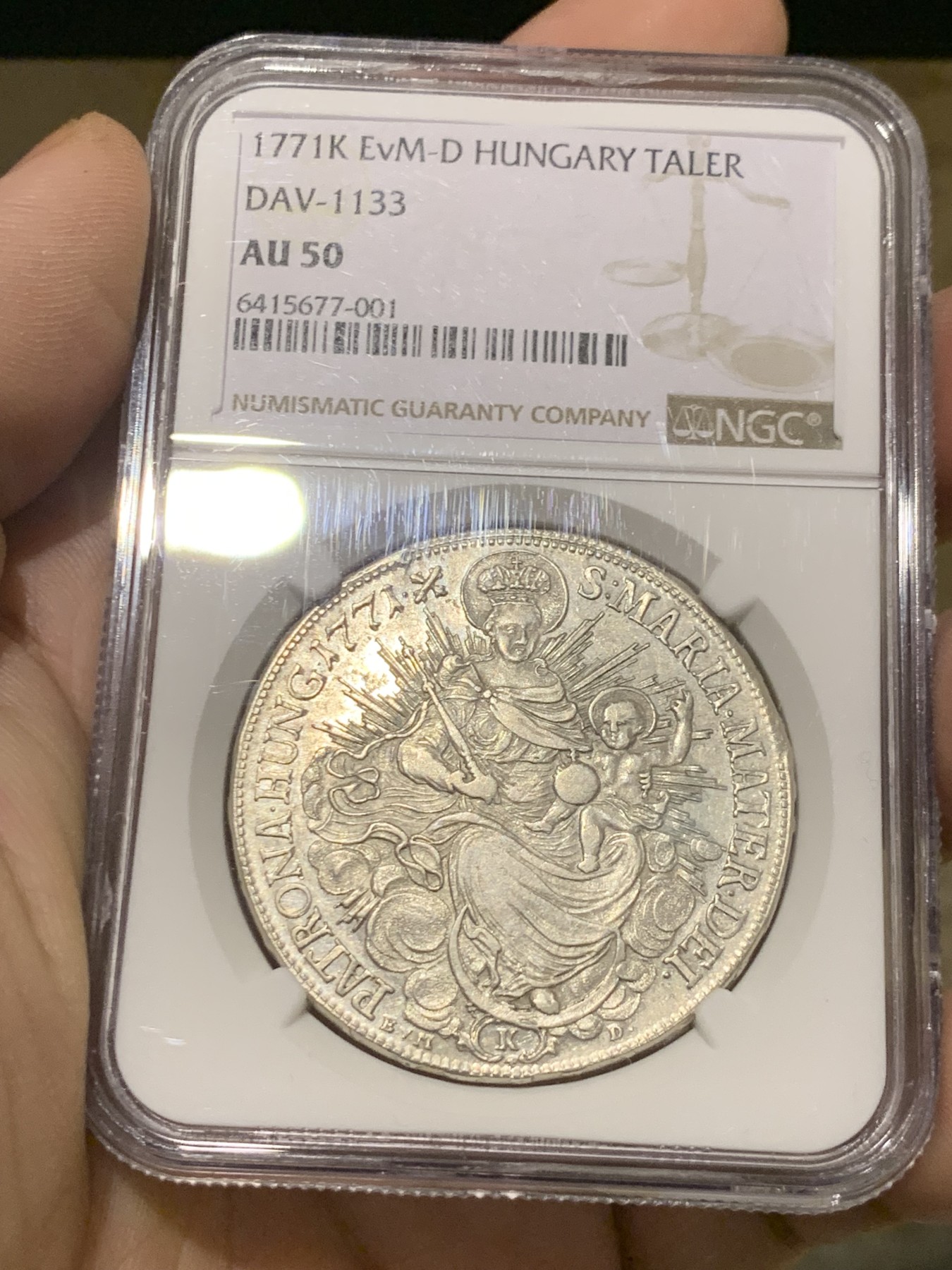 《竞宝斋》第205场-周日，周一 2场 (全场包邮) 冠军分！稀少品种 NGC-AU50 神罗匈牙利 1771年玛利亚特蕾莎 1泰勒银币