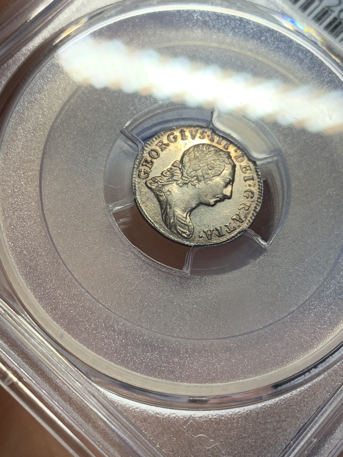 《竞宝斋》第205场-周日，周一 2场 (全场包邮) PCGS AU58 英国1772年乔治三世2便士银币，五彩，细节好