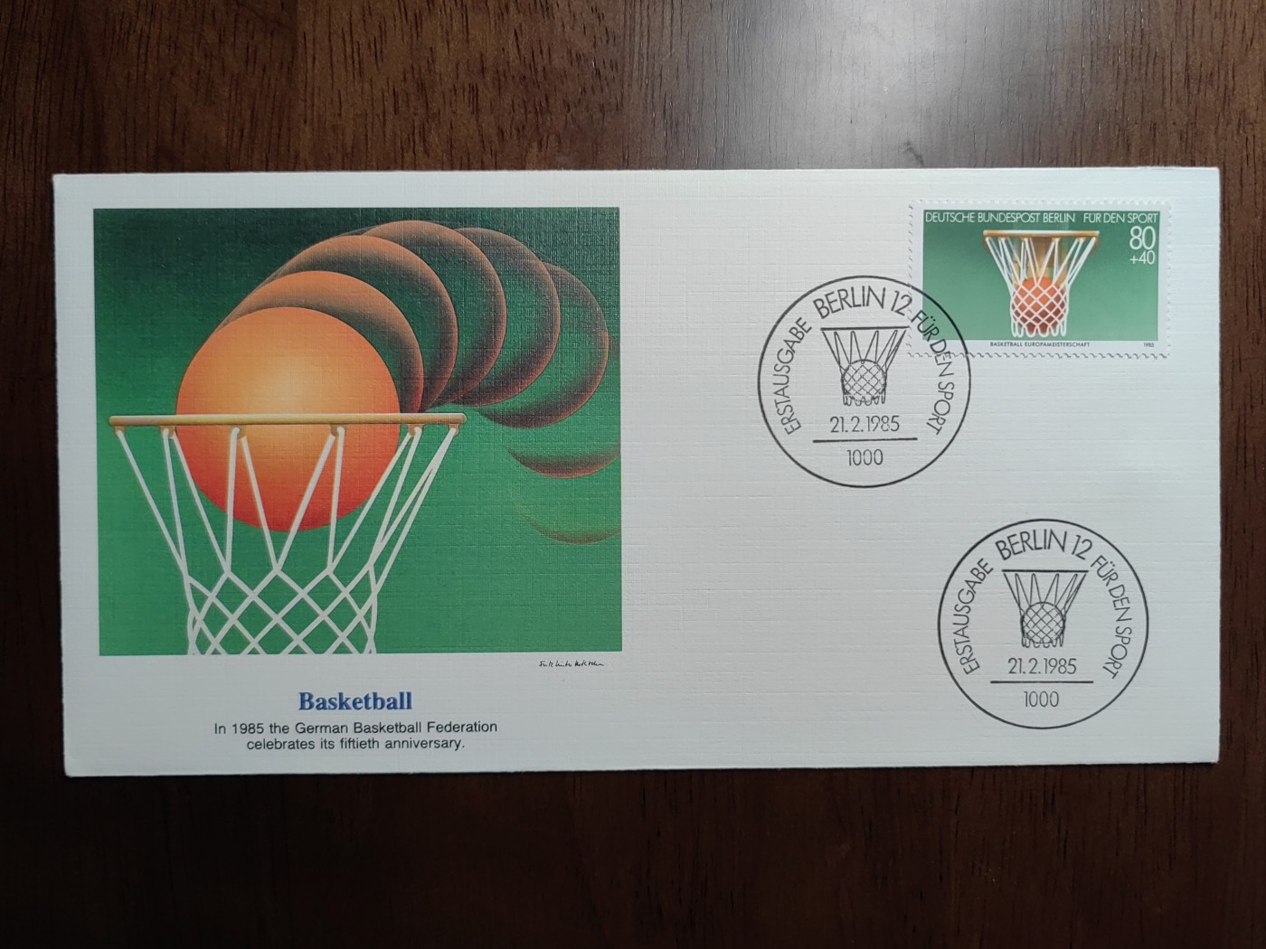 外国邮品精品专场（秒杀）第①⑤场 德国1985 体育运动附捐 篮球