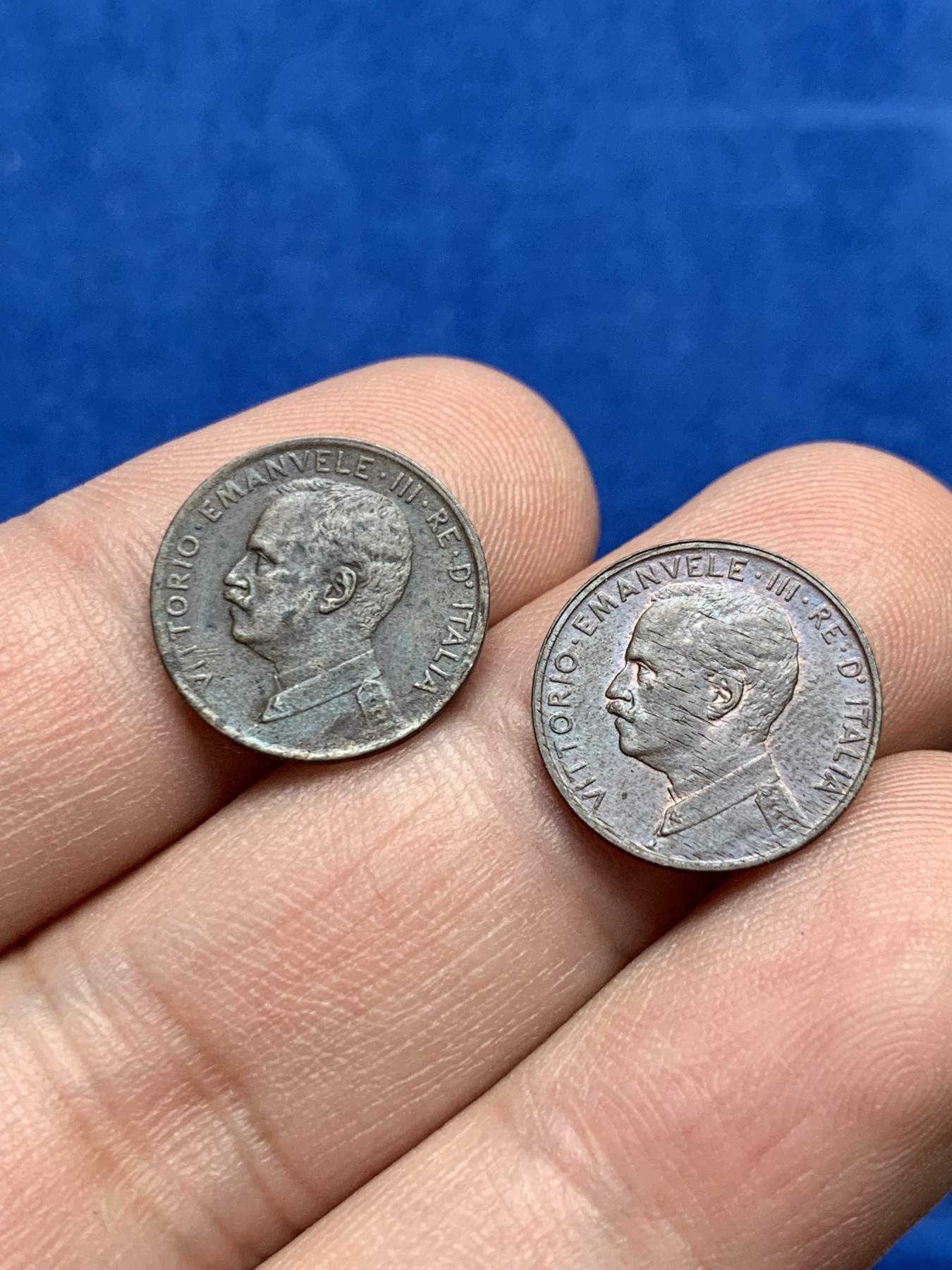 《竞宝斋》第205场-周日，周一 2场 (全场包邮) 意大利 1915,1917 拿花 1分铜币 2枚一组