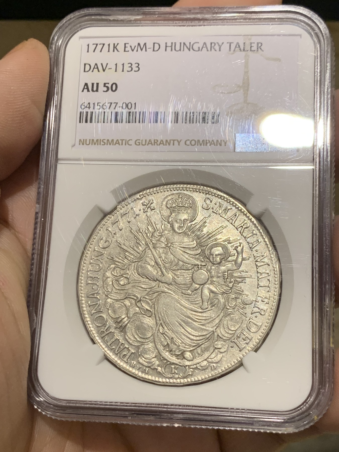 《竞宝斋》第205场-周日，周一 2场 (全场包邮) 冠军分！稀少品种 NGC-AU50 神罗匈牙利 1771年玛利亚特蕾莎 1泰勒银币