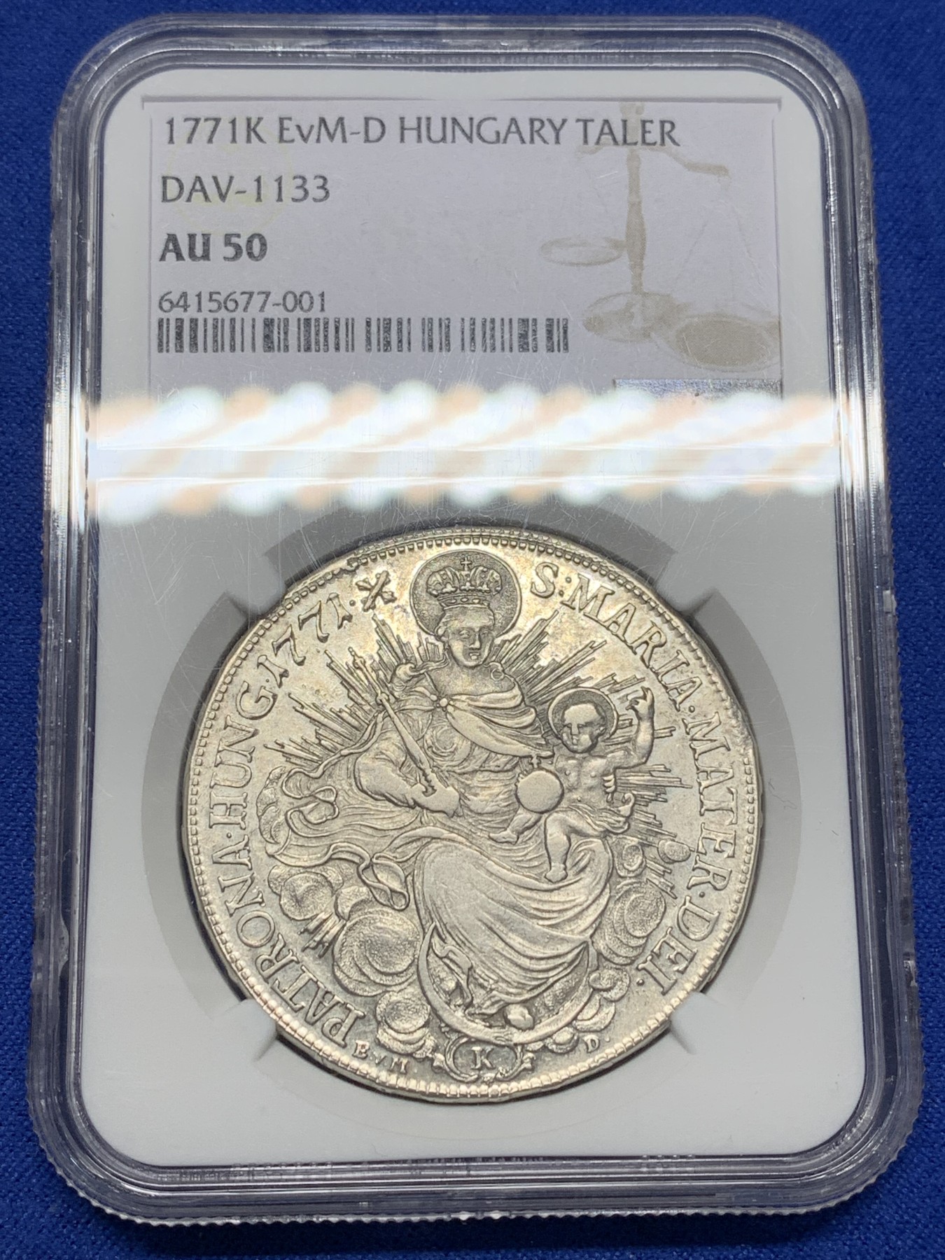 《竞宝斋》第205场-周日，周一 2场 (全场包邮) 冠军分！稀少品种 NGC-AU50 神罗匈牙利 1771年玛利亚特蕾莎 1泰勒银币