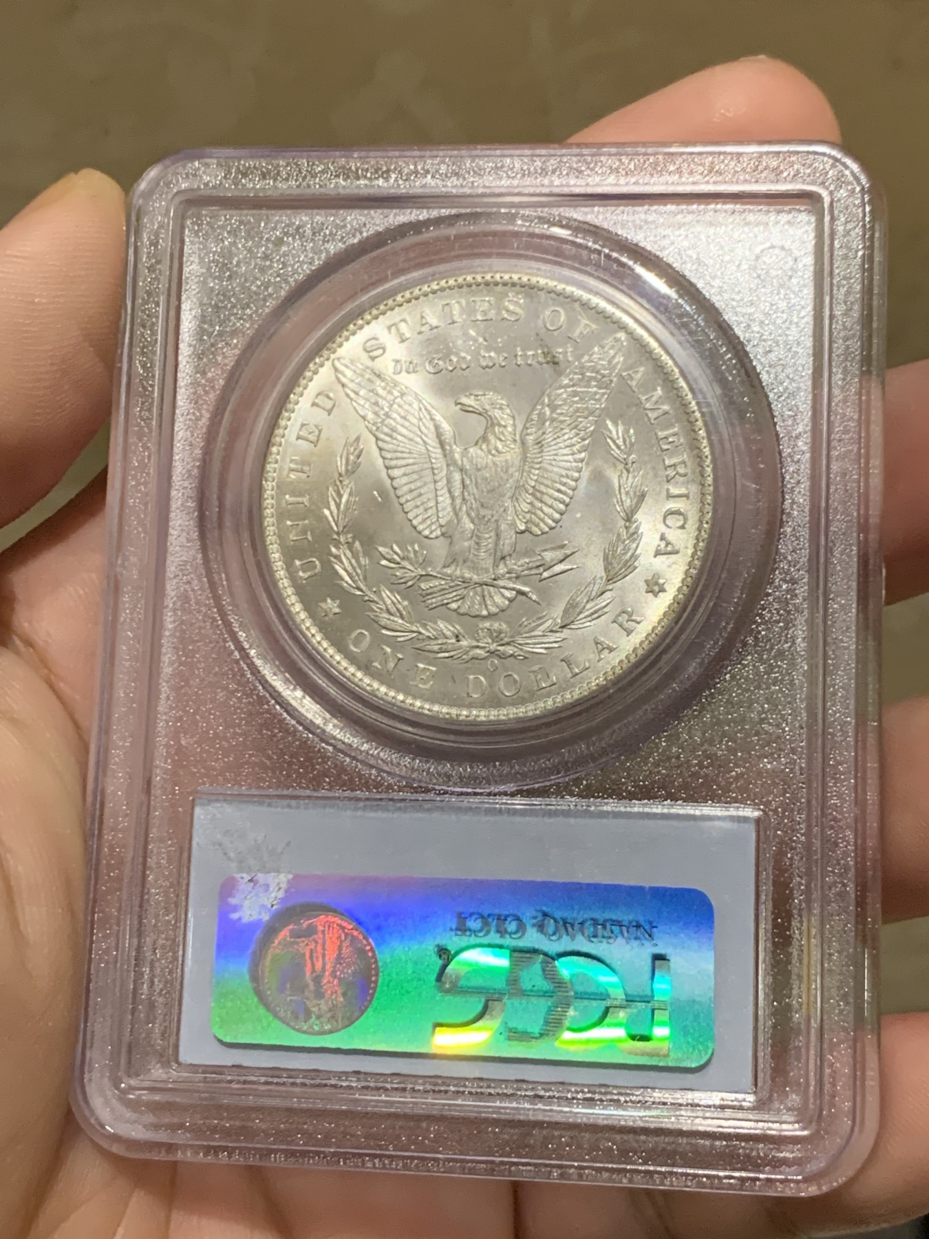 《竞宝斋》第205场-周日，周一 2场 (全场包邮) PCGS-MS66 美国 1898-O 摩根银元 高分好品 早期小白盒 丝绸底板难得