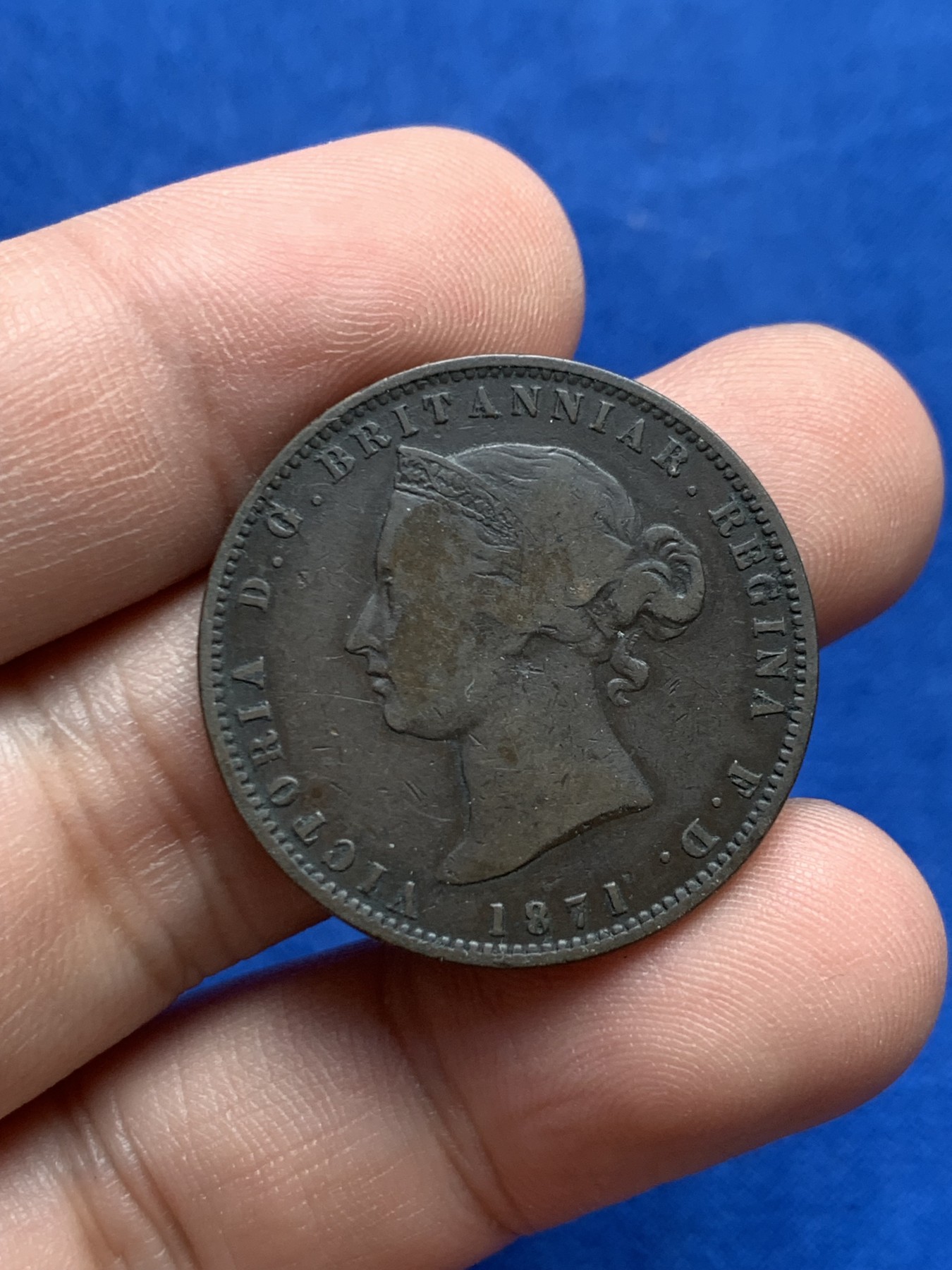 《竞宝斋》第205场-周日，周一 2场 (全场包邮) 英属泽西岛 1871年 1/13先令 铜币 少见面值 早期年份