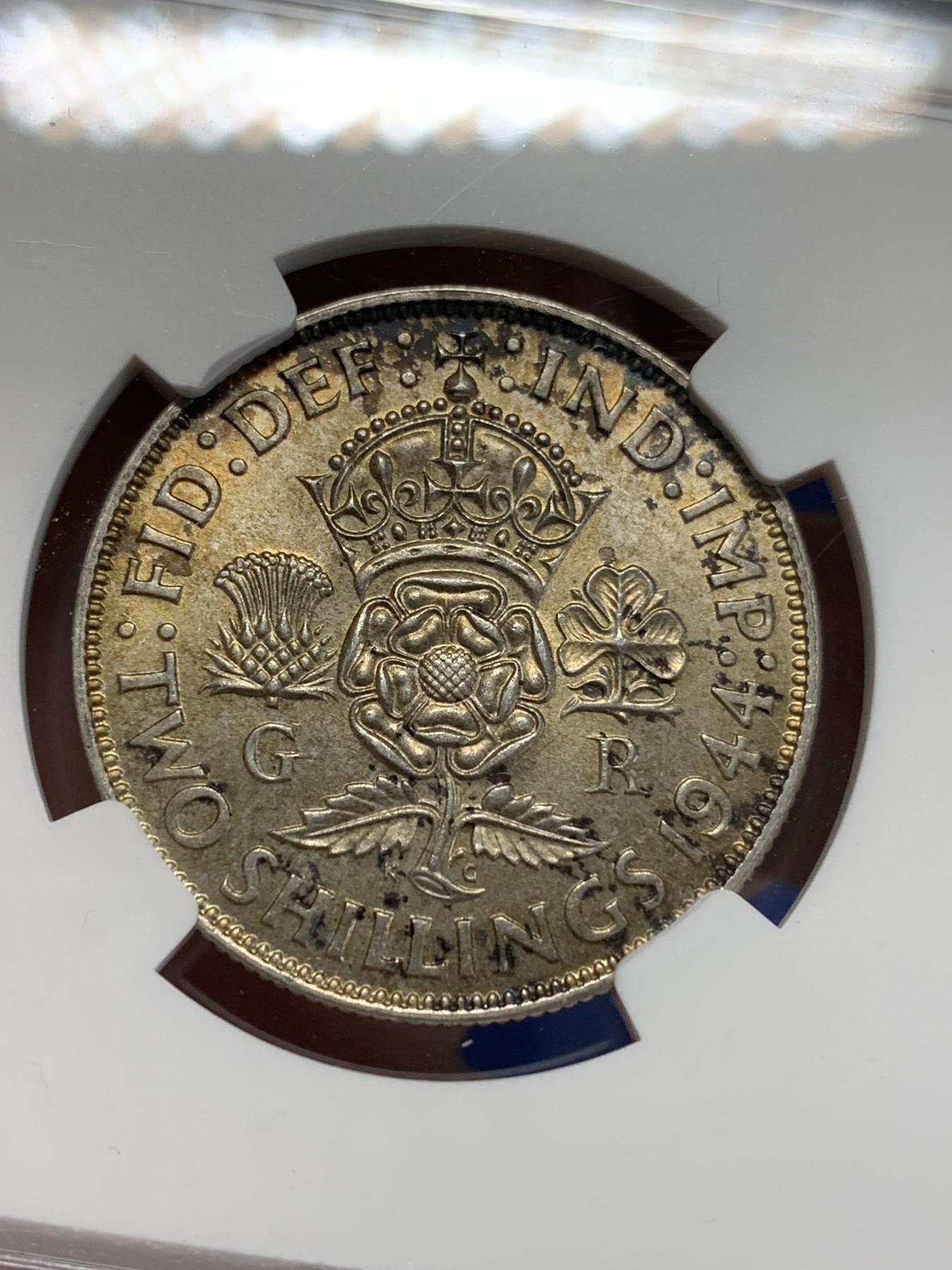 《竞宝斋》第205场-周日，周一 2场 (全场包邮) NGC MS63 英国乔治六世1944年1福林银币