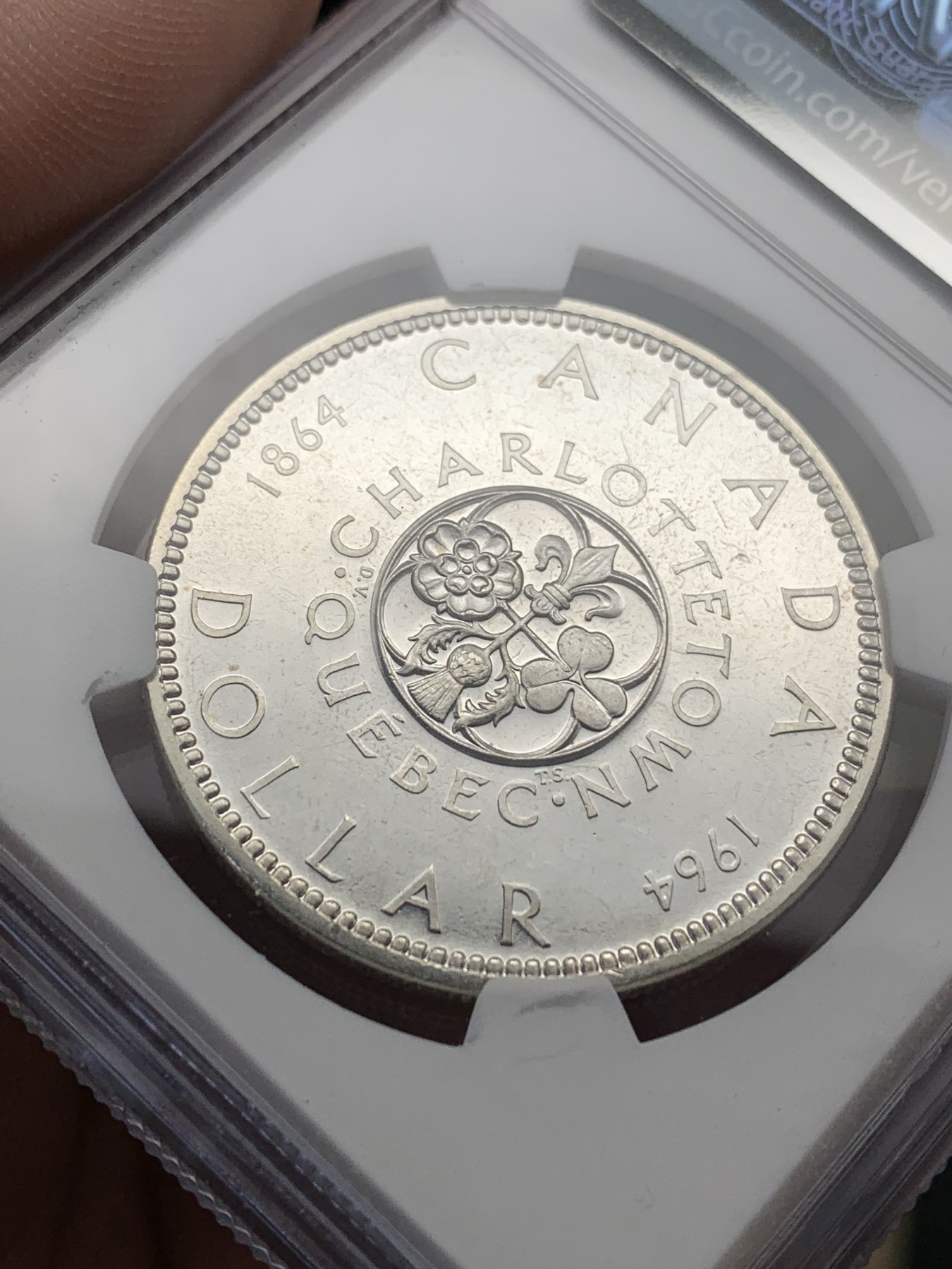 《竞宝斋》第205场-周日，周一 2场 (全场包邮) NGC PL65 加拿大1964年夏洛特敦和魁北克会议100周年纪念银币