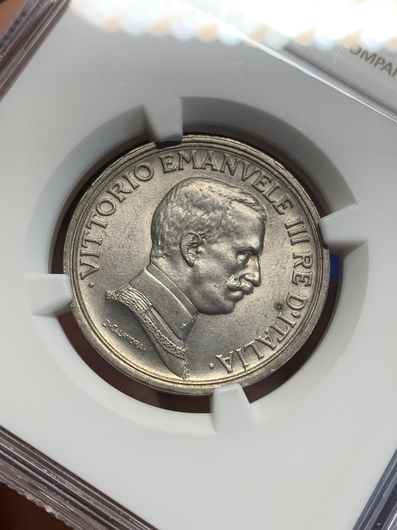 《竞宝斋》第205场-周日，周一 2场 (全场包邮) NGC-MS62 意大利1916-R 女神马车 2里拉银币