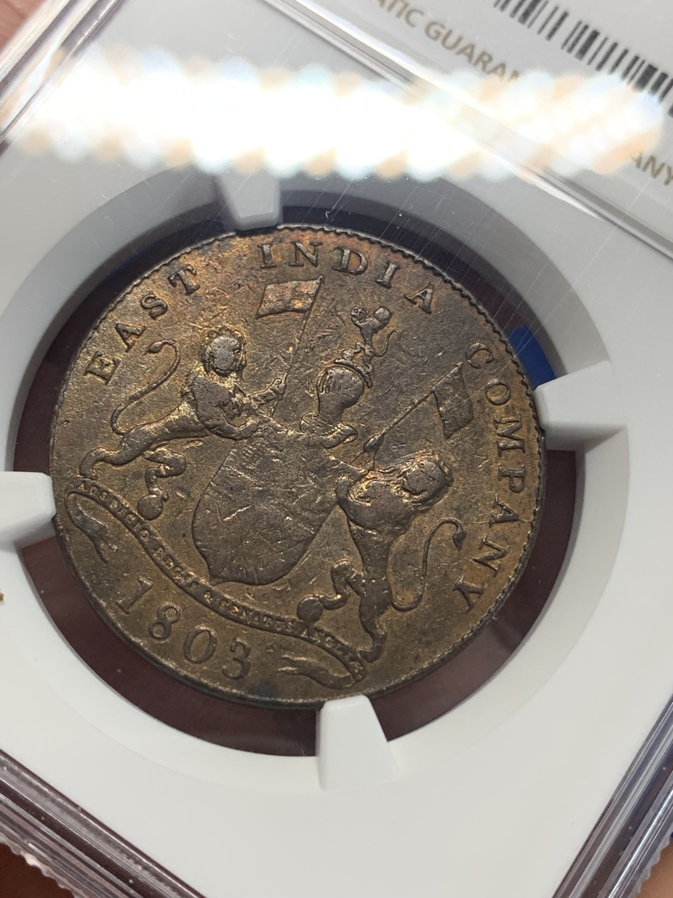 《竞宝斋》第205场-周日，周一 2场 (全场包邮) NGC VFD  1803年英属印度20cash铜币