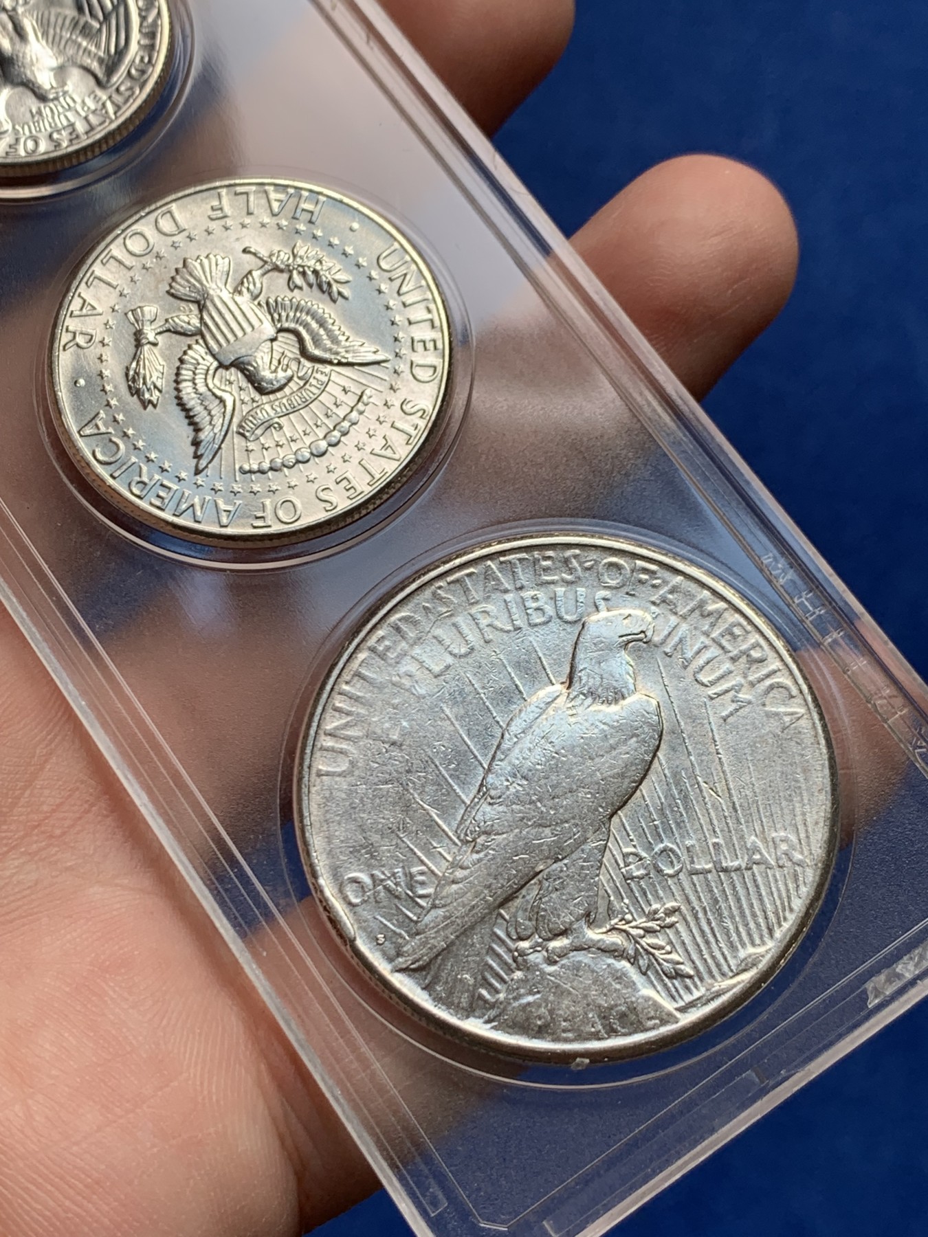 《竞宝斋》第205场-周日，周一 2场 (全场包邮) 美国 1分-1美元 套币一组，含5枚1964,1枚1922和平大银币，3枚1964为900银