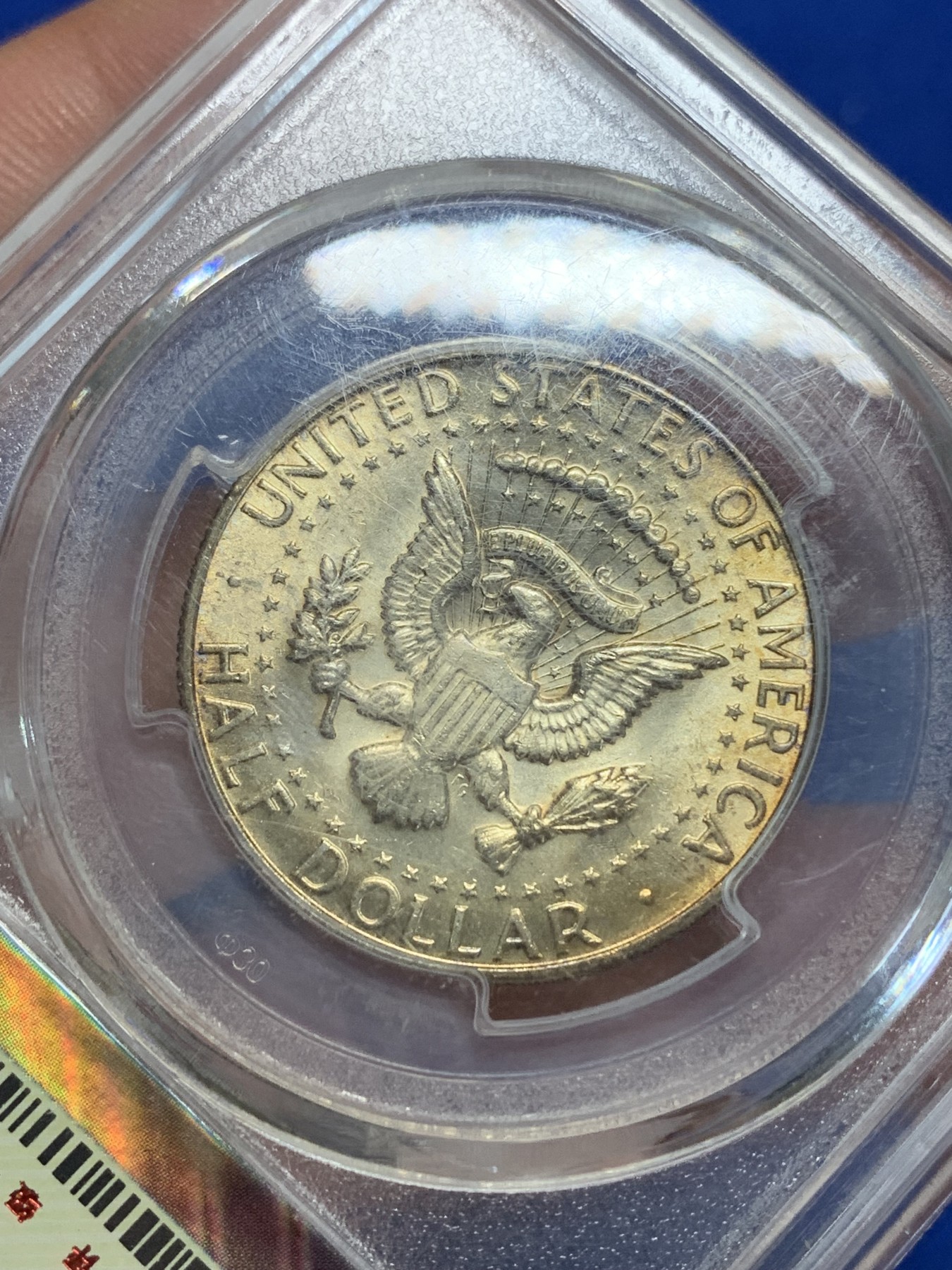 《竞宝斋》第205场-周日，周一 2场 (全场包邮) 众诚详评 MS64 1969D 丹佛造币厂 美国肯尼迪半美元银币 金色包浆闪闪发光很漂亮