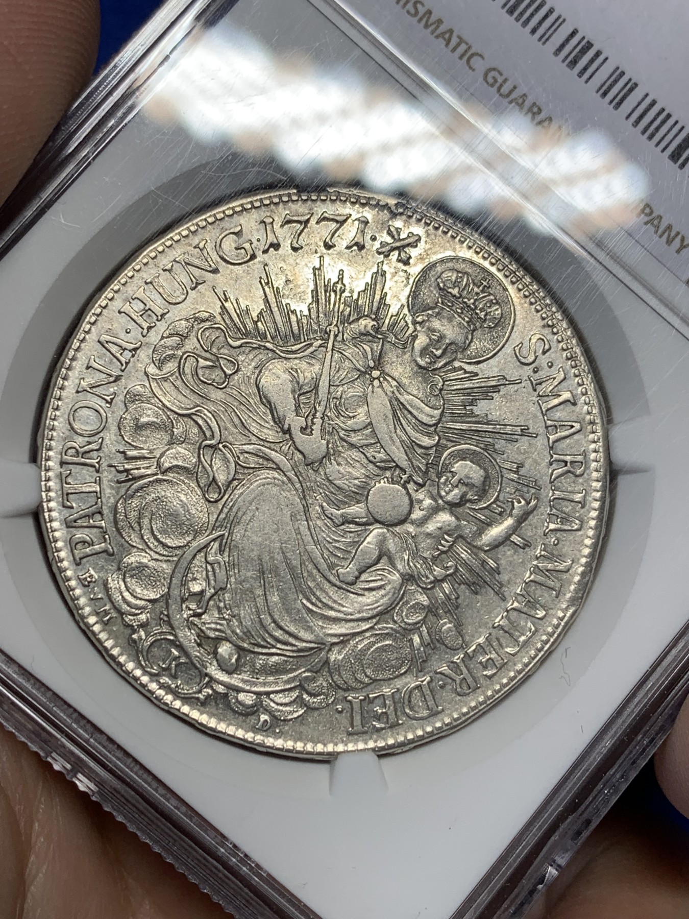 《竞宝斋》第205场-周日，周一 2场 (全场包邮) 冠军分！稀少品种 NGC-AU50 神罗匈牙利 1771年玛利亚特蕾莎 1泰勒银币