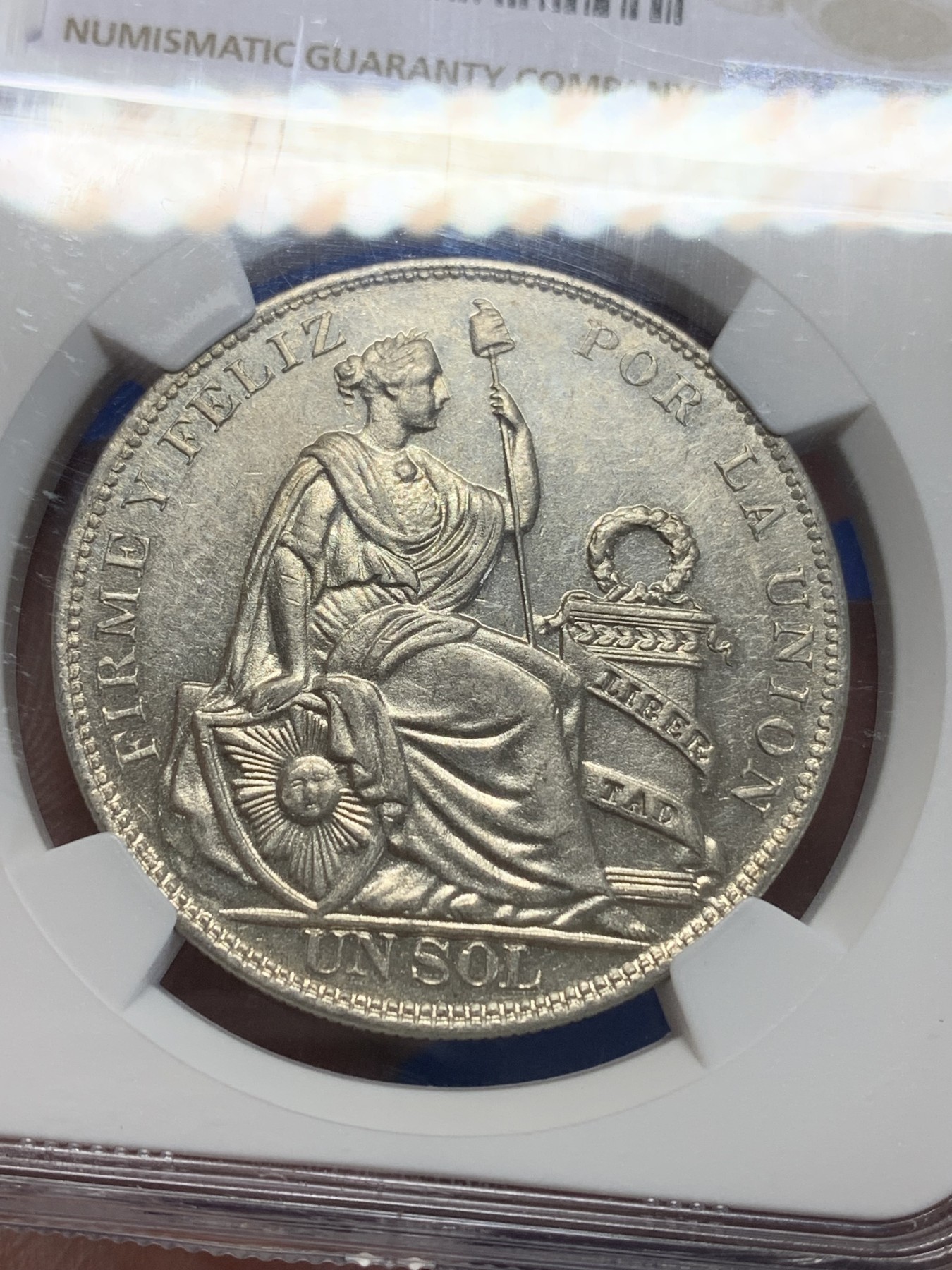 《竞宝斋》第205场-周日，周一 2场 (全场包邮) NGC-AU58 秘鲁 1934年 座人 1索尔 银币 细节不错 低评